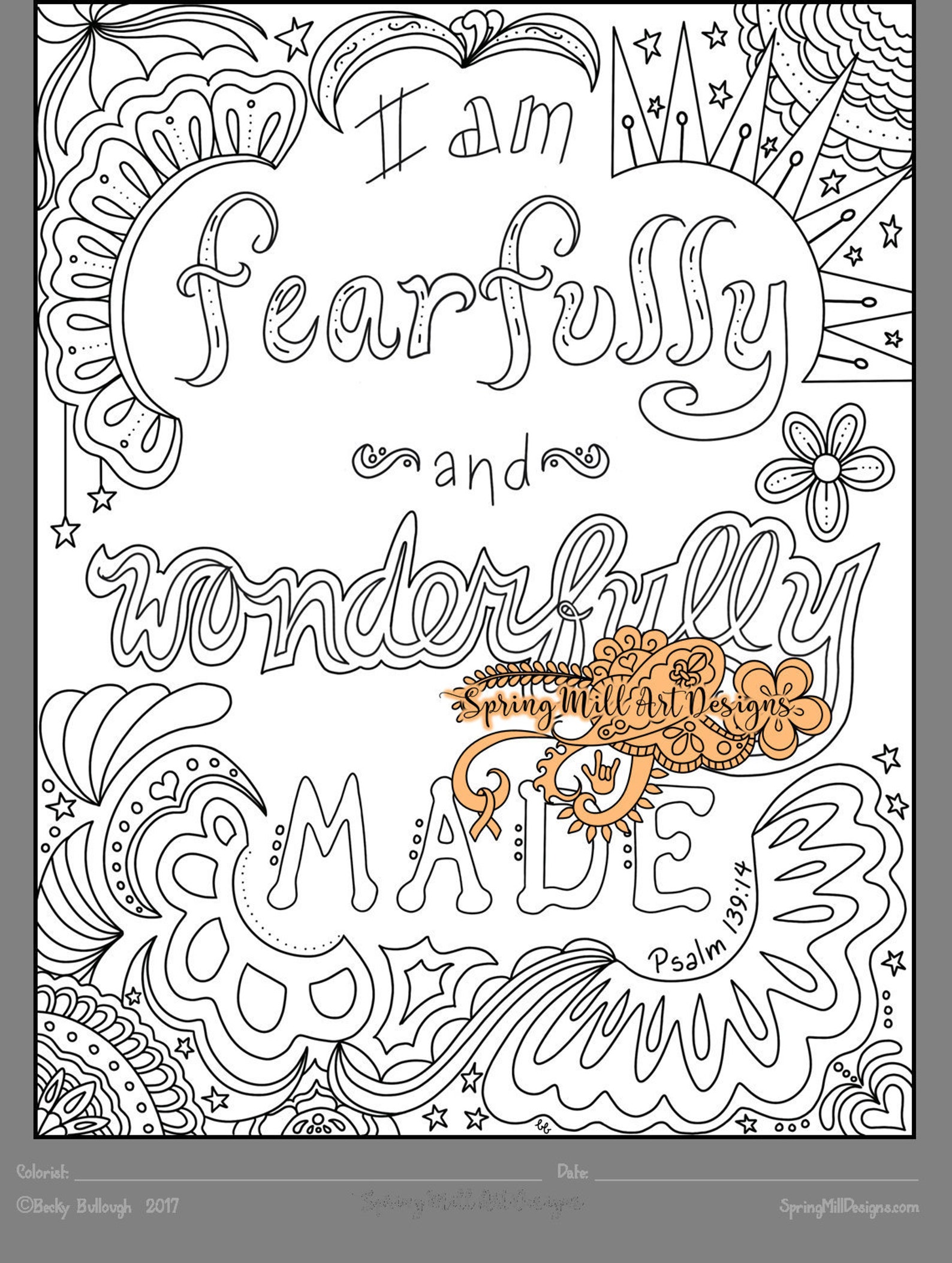 Christian Coloring Page I Am Fearfully And Wonderfully Etsy UK Christian Coloring Page I Am Fearfully And Wonderfully Etsy UK