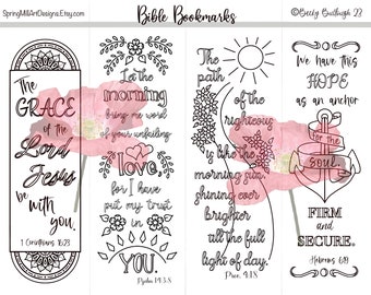 Bibel Lesezeichen zum Ausmalen: Liebe, Vertrauen, Anker, Hoffnung. Grace of Jesus, 4 Lesezeichen oder Druckbare Vorlage für Bibel Journaling. Christliches Geschenk.