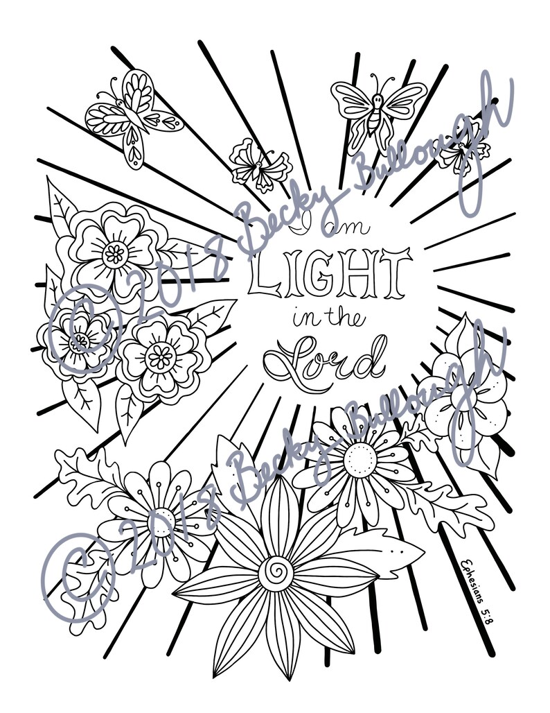 Christian Coloring Page “I Am Light in the Lord” Printable - Etsy