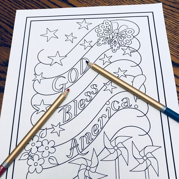 God Bless America Coloring Pages - Etsy