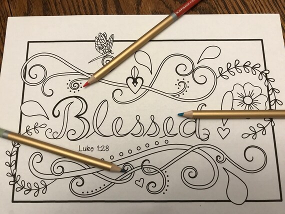 Coloring Page Blessed With Dragonfly Swirls Etsy