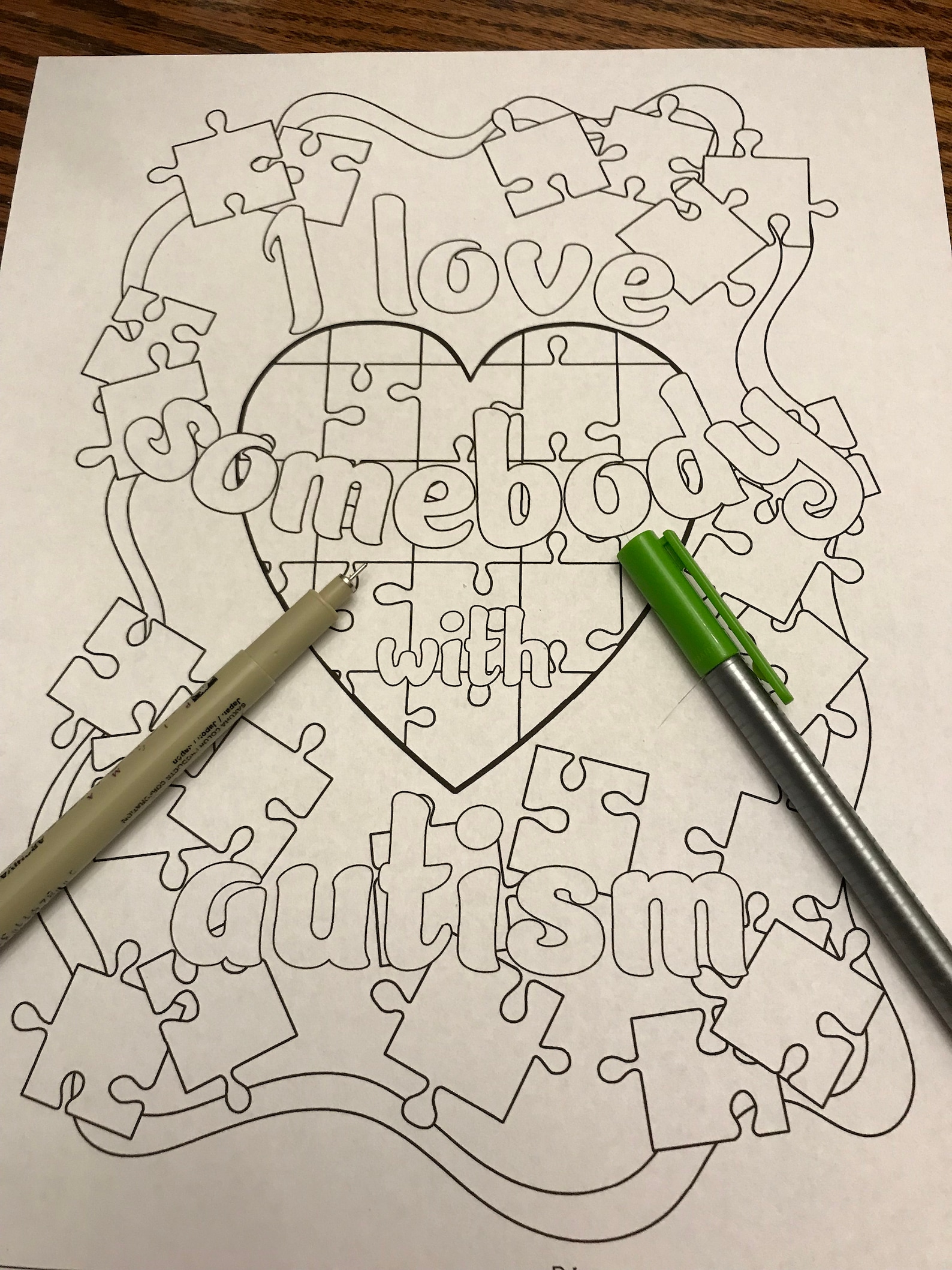 Download Coloring page I love somebody with autism puzzle | Etsy