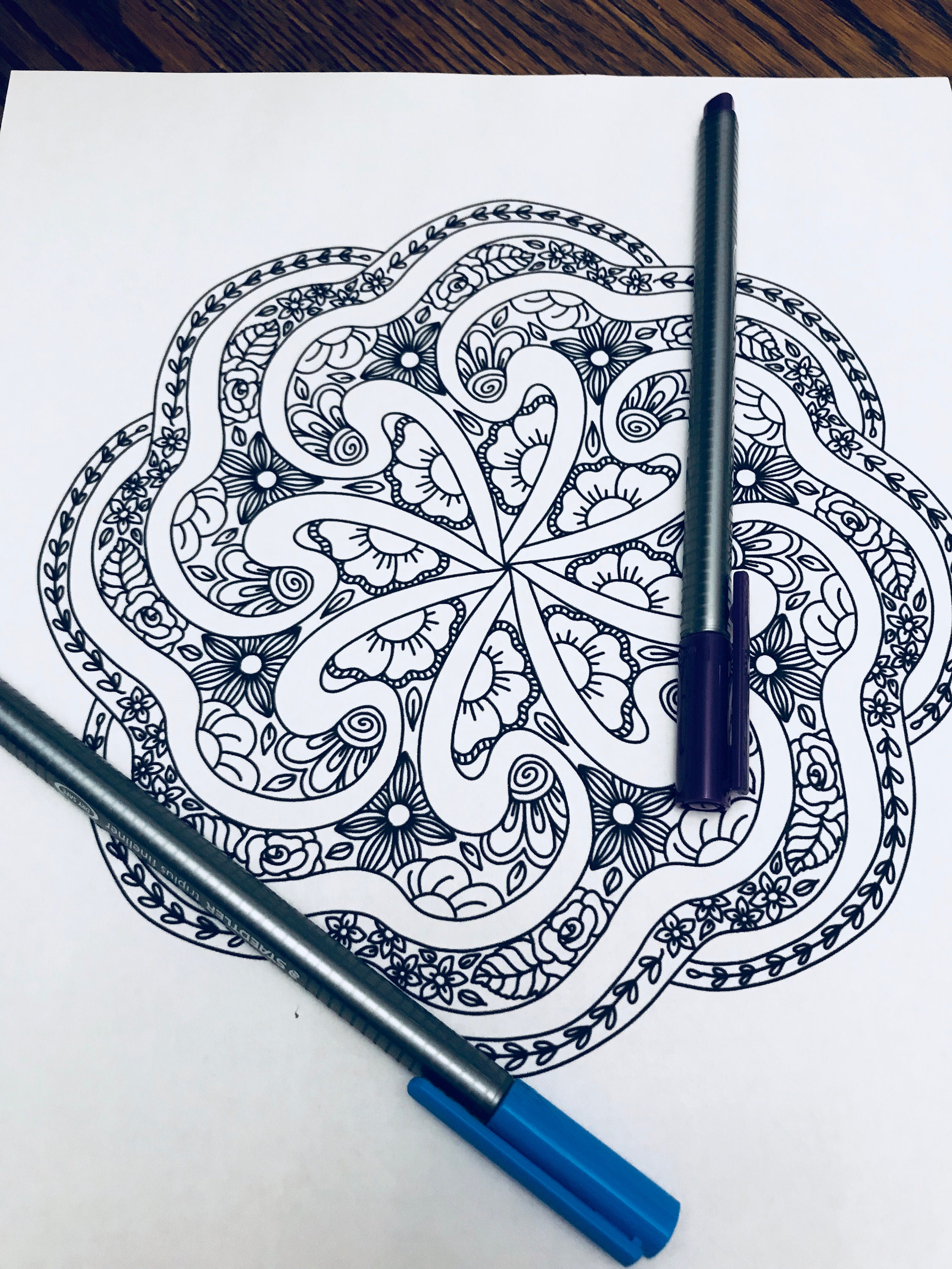 Download Floral Mandala Coloring Page Printable Etsy