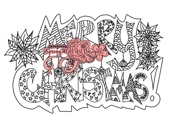 Merry Christmas Coloring Page Printable | Etsy