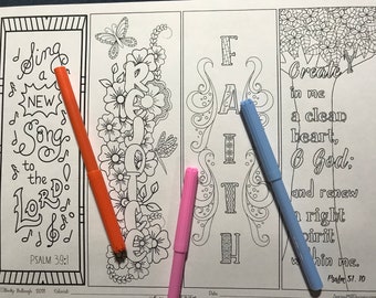 Marcapáginas bíblicos para colorear: ¡excelentes también para llevar un diario bíblico! Descarga imprimible.