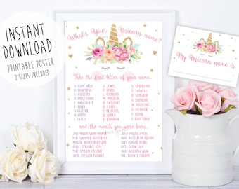 Unicorn name game,Unicorn party,Unicorn Birthday, Unicorn Party Sign,Unicorn Printable,Unicorn welcome sign,unicorn invitation,unicorn props