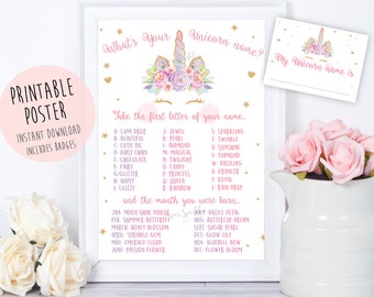 Unicorn name game,Unicorn party,Unicorn Birthday, Unicorn Party Sign,Unicorn Printable,Unicorn welcome sign,unicorn invitation,unicorn props