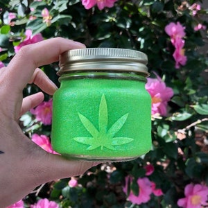 Stash pot, glazen stash pot, stoner cadeaus voor haar, kleine stash pot, glitter stash pot, marihuana pot, stoner geschenken, groene stash pot