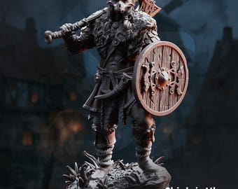 Skjolnir Ulvar – Barbarian of the Wolf / The Dire End /DM stash/base size 25mm, 50 mm