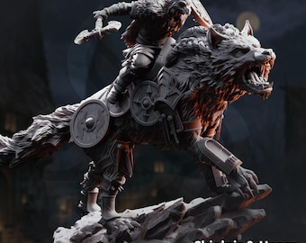 Skjolnir & Haarn – The Wolf Knight /  The Dire End / DM stash / 50 mm base