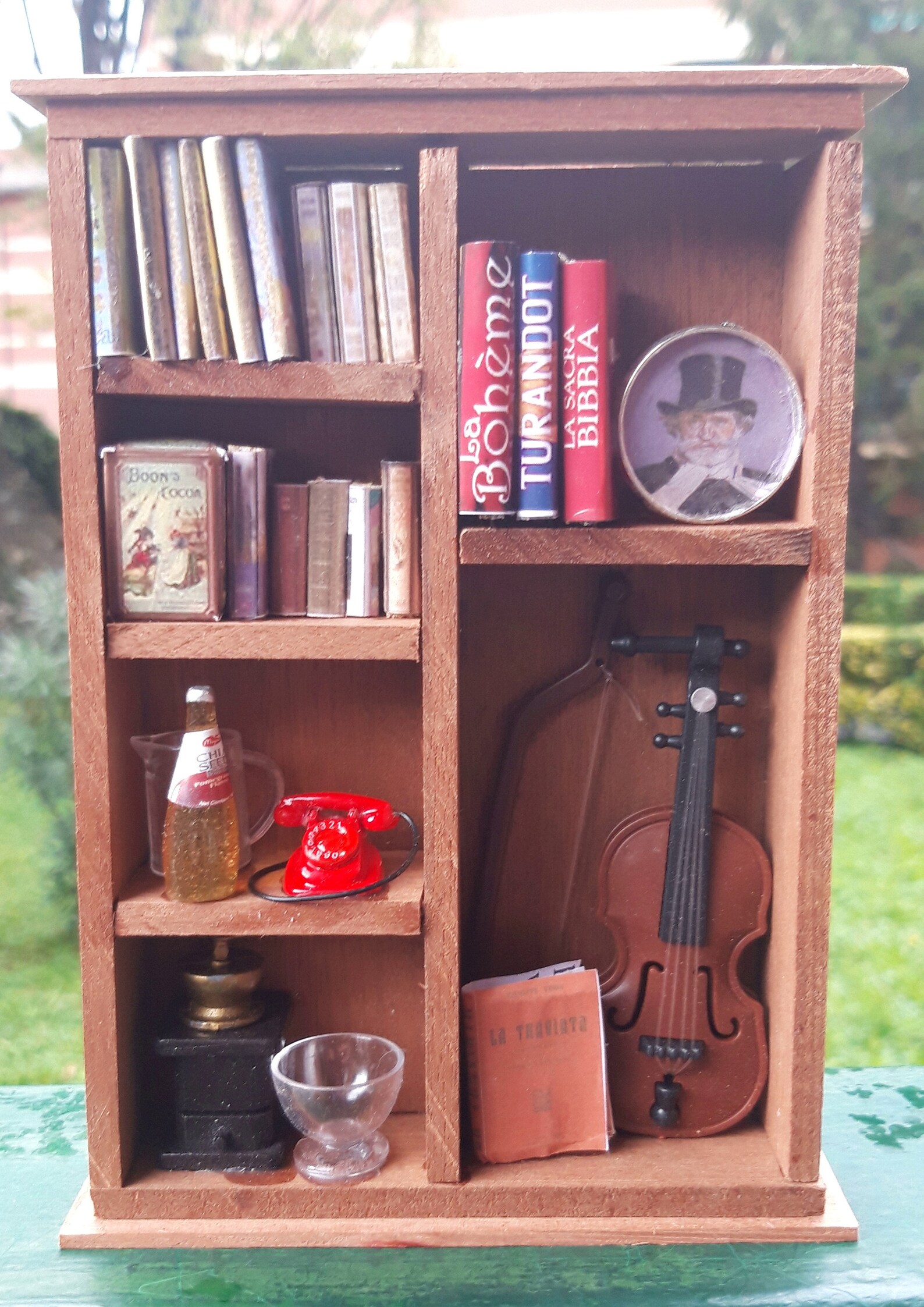Mahogany wooden bookcase with music theme and musicians. Etsy