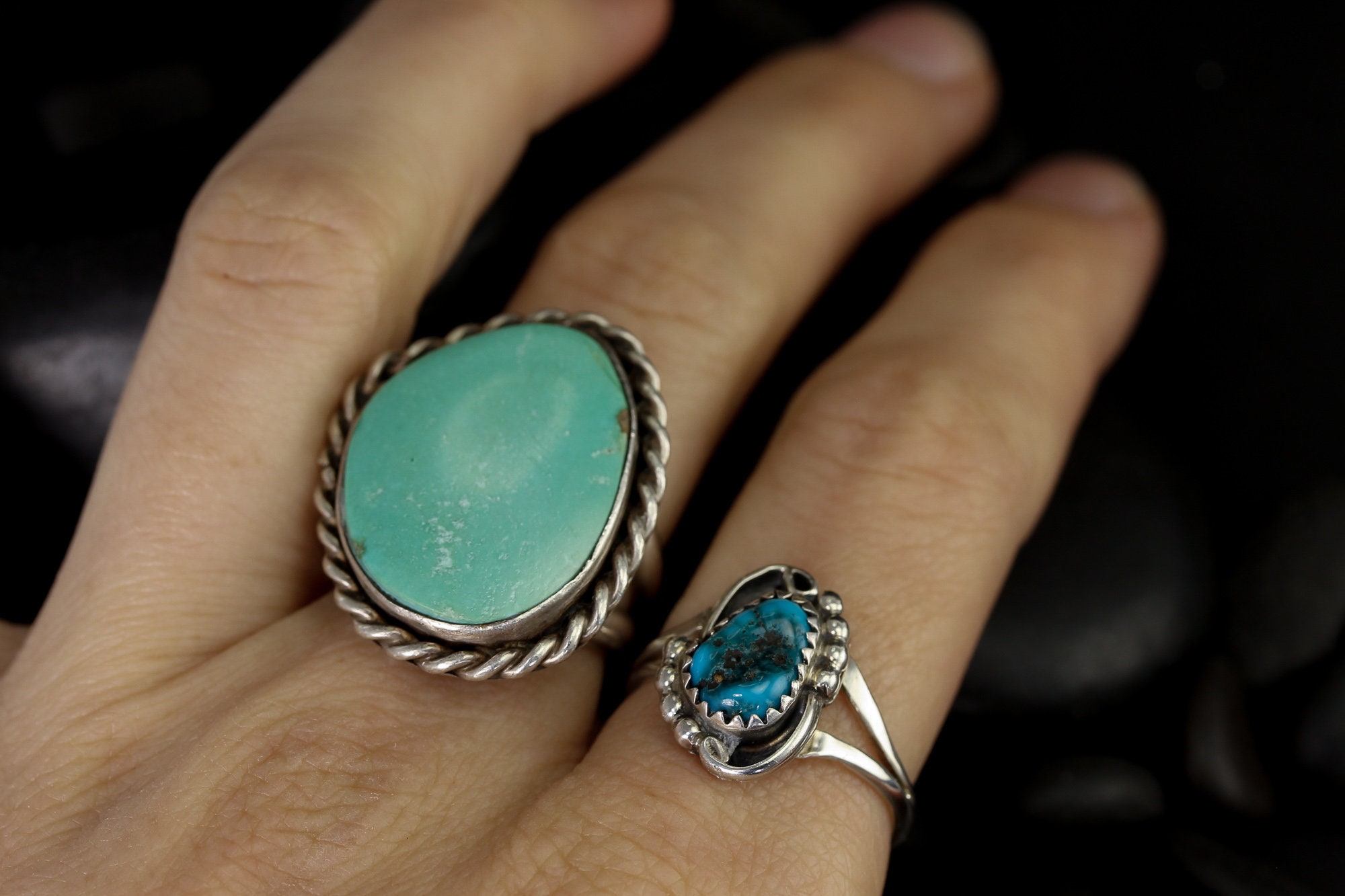 Signed Size 8.5 Vintage Raw Turquoise Ring Native American - Etsy