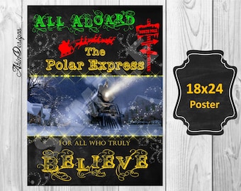 The Polar Express Birthday Banner Vinyl or Poster Personalized Customized