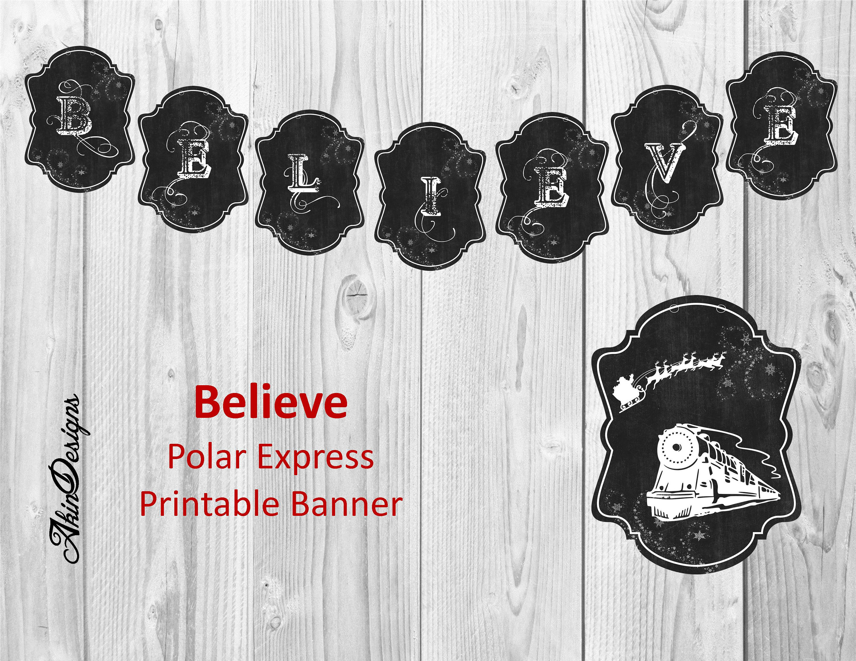 Believe, Polar Express Banner, Printable, Instant Download Etsy Hong Kong