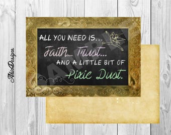 Pixie Dust, Tinkerbell, Peter Pan, Favor Cards, Party Decor, Birthday Decor, Instant Download, 3.5x5