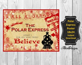 Polar Express Poster- 18x24- Instant Download- All Aboard!