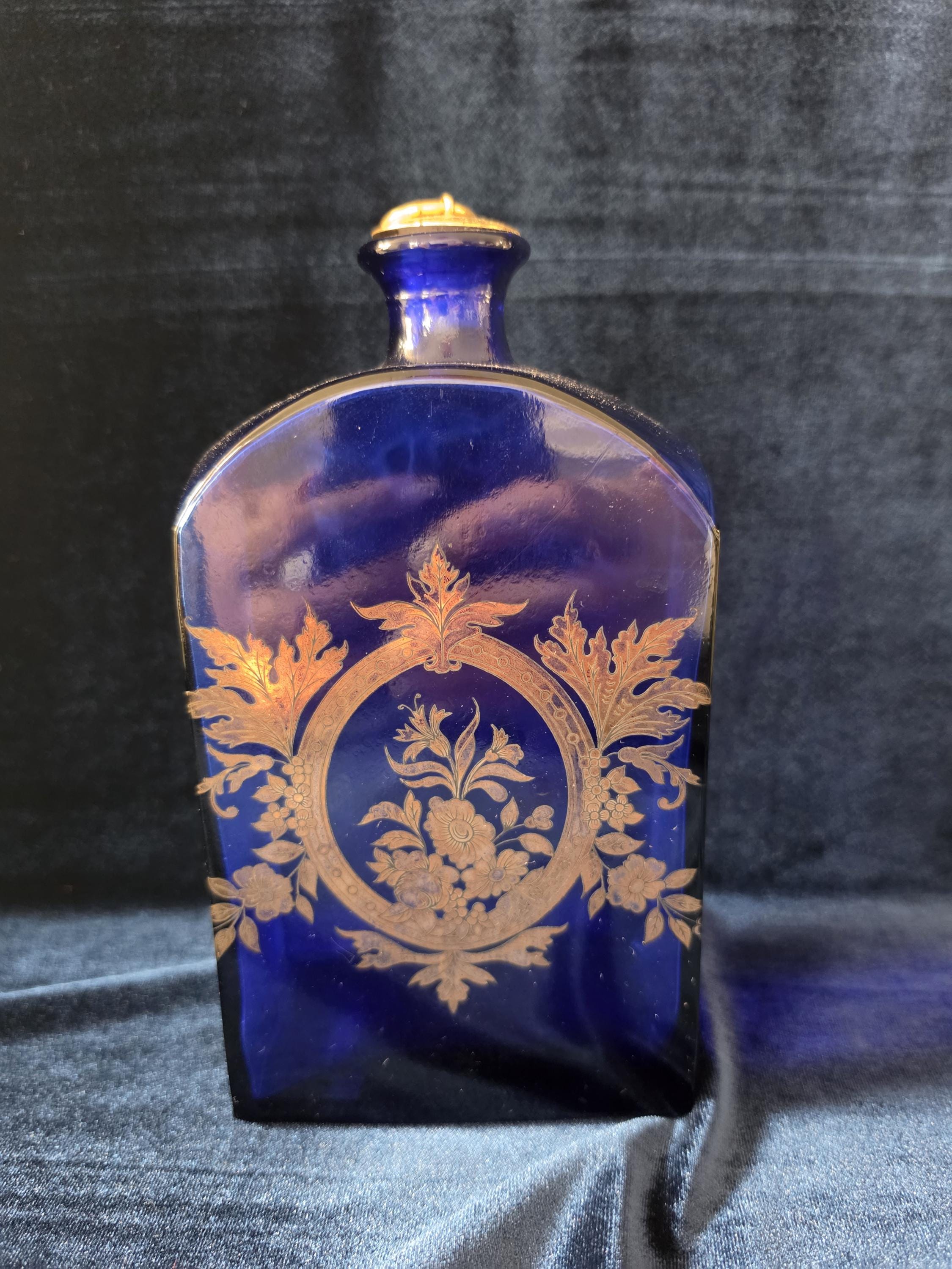 Vintage Cobalt Blue Glass Decanter - Etsy
