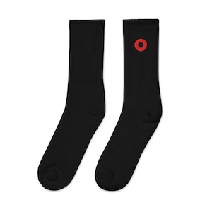 Phish Stealthy Doughnut Socks // Fishman Red Donut Print Embroidered Crew Socks // Phish Gifts