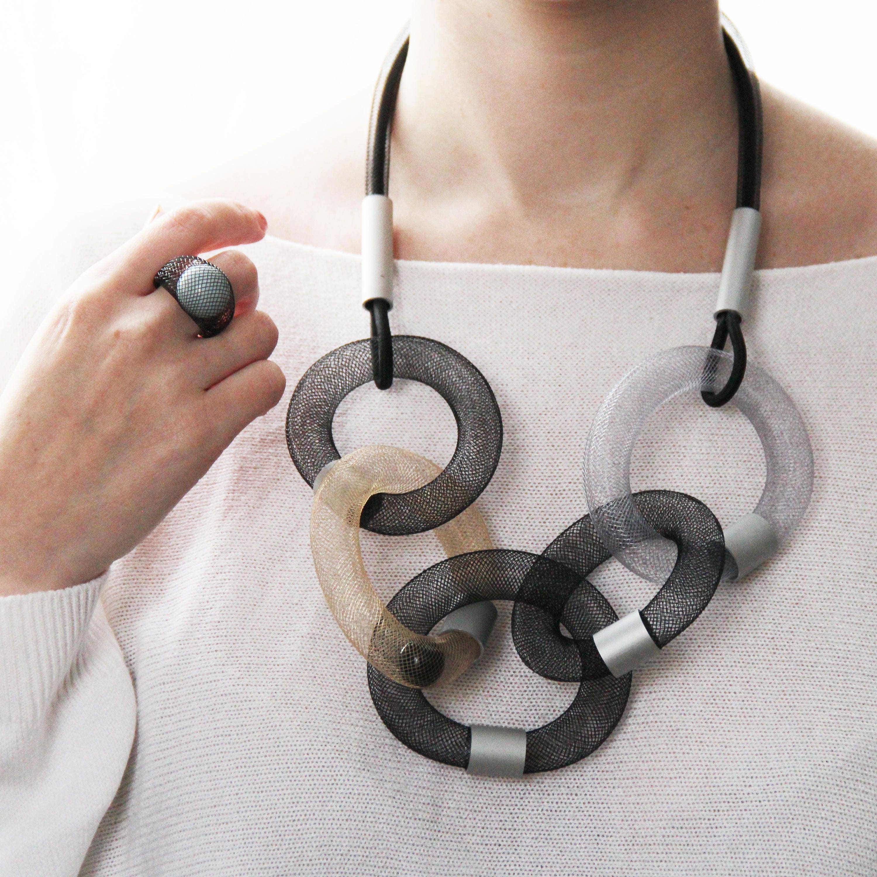 Rubber Necklace Mesh Jewelry Unique Design Unusual Etsy
