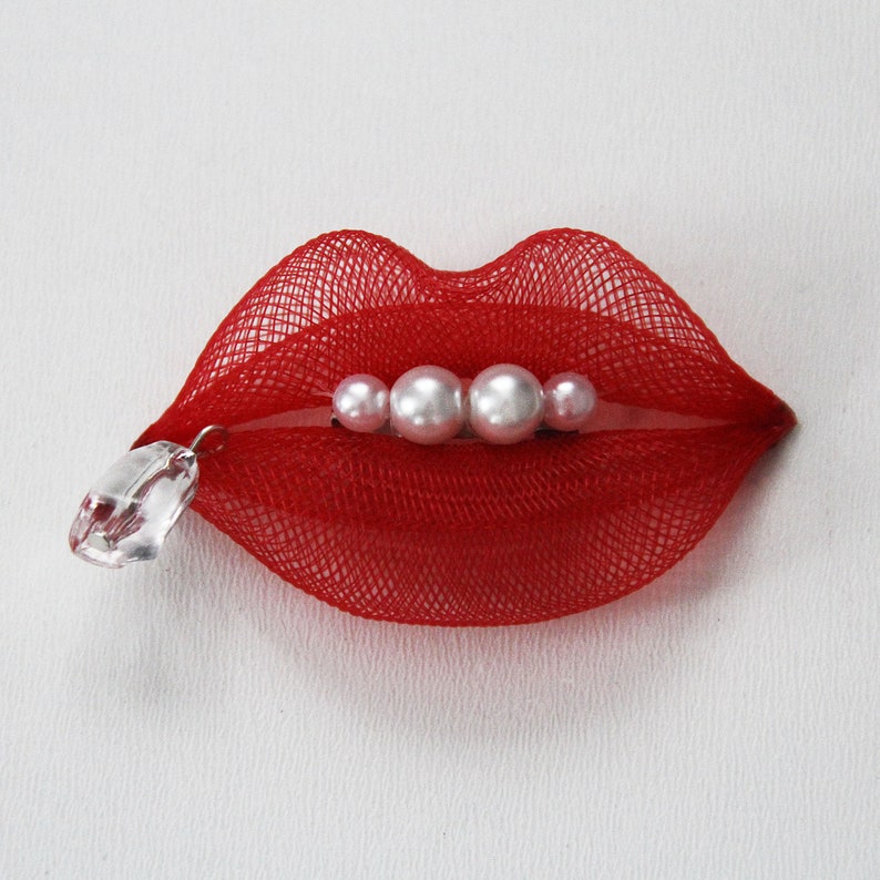 Red Lips jewelry Sexy Kiss Pin Trending now statement piece Etsy
