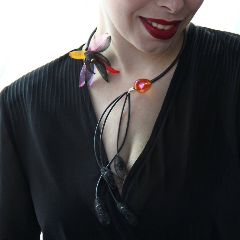 Collier Pendentif Caoutchouc Et Cuir Pour Femmes - Style Gothique Et Hip-Hop - Cadeau Mode