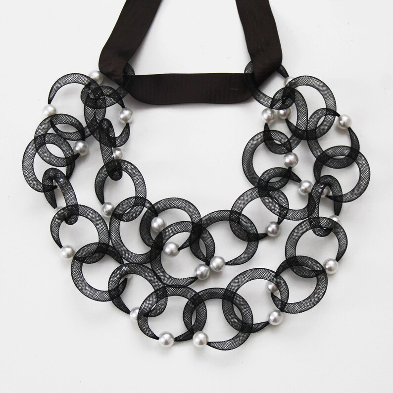 Long necklace Black Jewelry Unique design Unusual necklace Etsy