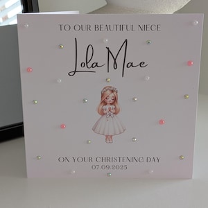Handmade Christening Card – Personalised Keepsake (6 x 6 Inches)