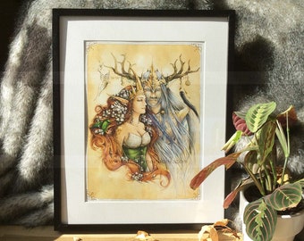 Poster 30 x 43 cm - Fairy Theme - Titania & Oberon - Illustration Delphine GACHE