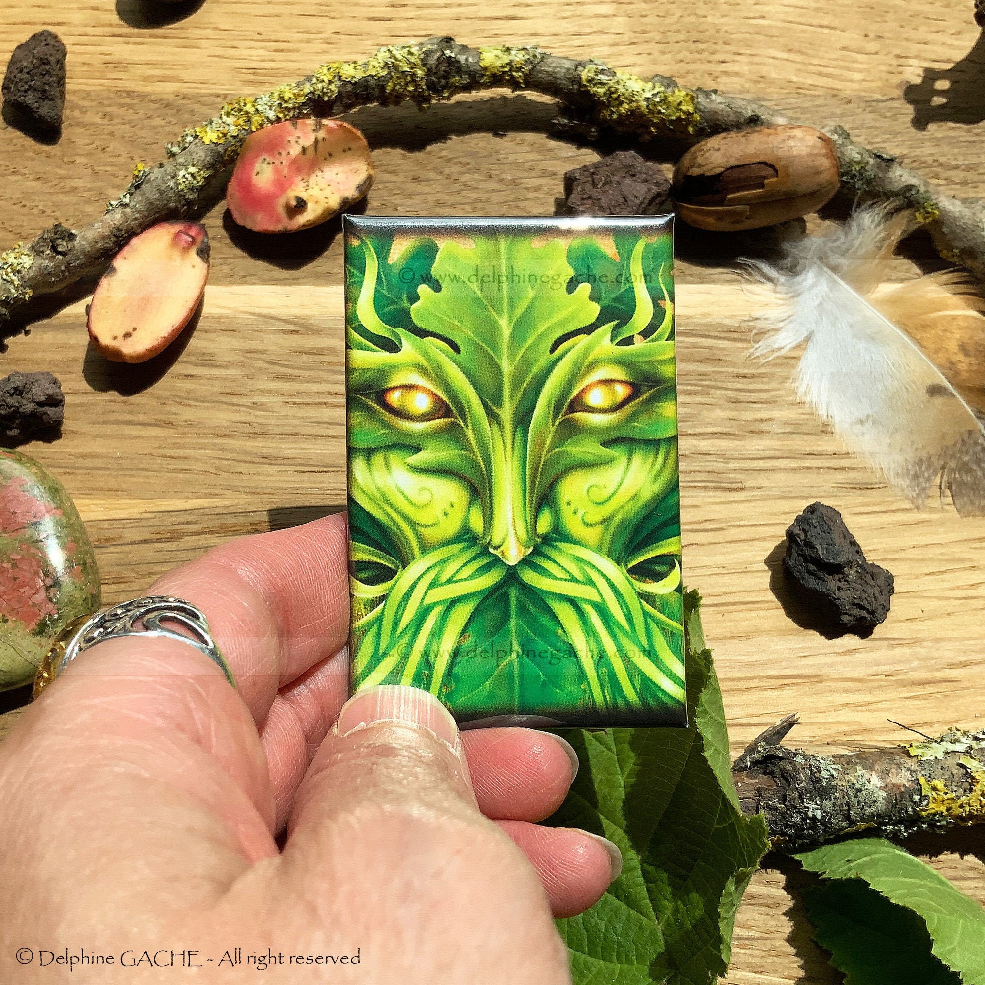 Magnet/Aimant Forte Adhérance - Thème Féerique Greenman Illustration Delphine Gache
