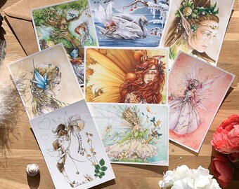 Set of 8 fairytale postcards - Printed from original watercolors Delphine GACHE