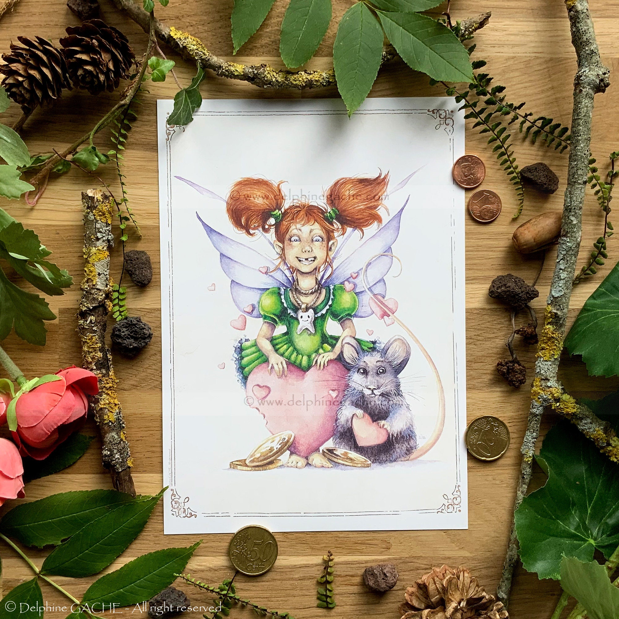 Affichette A5 - Thème Féerique La Fée Des Dents Illustration Delphine Gache