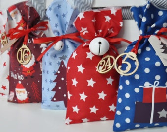 ADVENT CALENDAR to fill / 24 advent calendar bags to fill yourself / optimal with wooden numbers / bag size * 22 x 12 cm *
