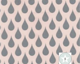 AU Maison Wachstuch  -  Teardrops Big - Soft Rose / Grey