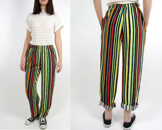 Vintage 80s 90s striped culottes loose 