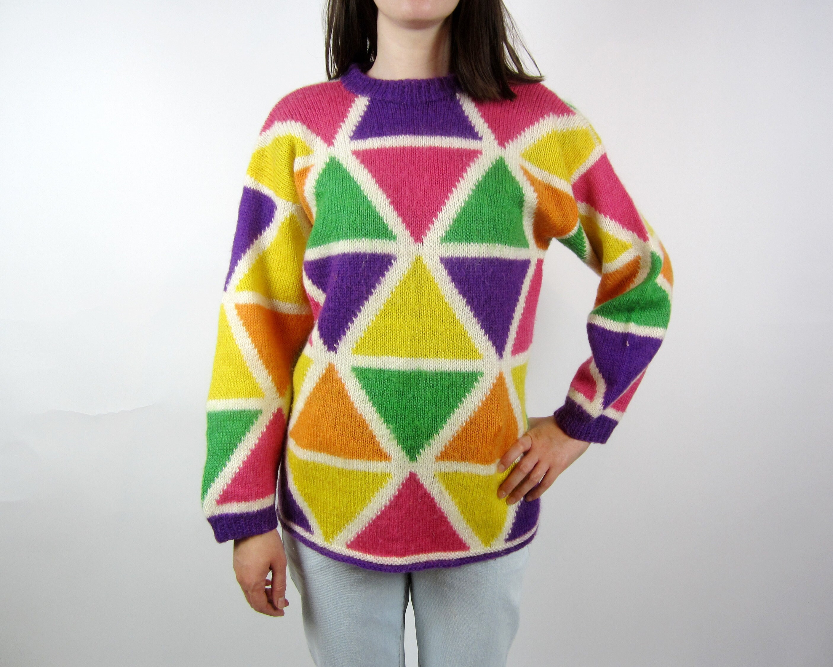 Image of Vintage 80S 90S Sweater Knitwear Crfolour Block S M