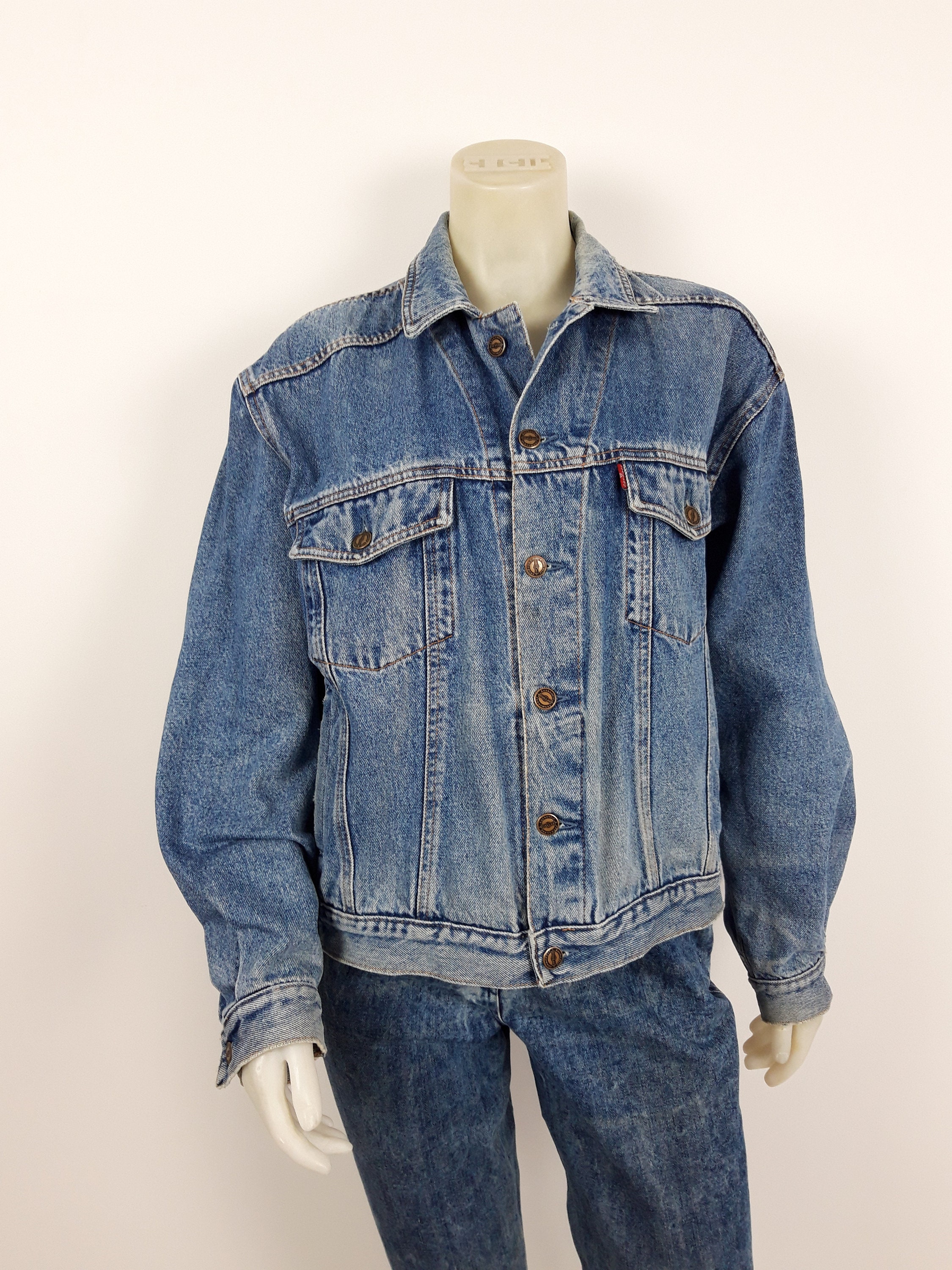 Image of Vintage 80S Dallas Oversized Boyfriend Denim Blue Jeans Jacket Men Size M