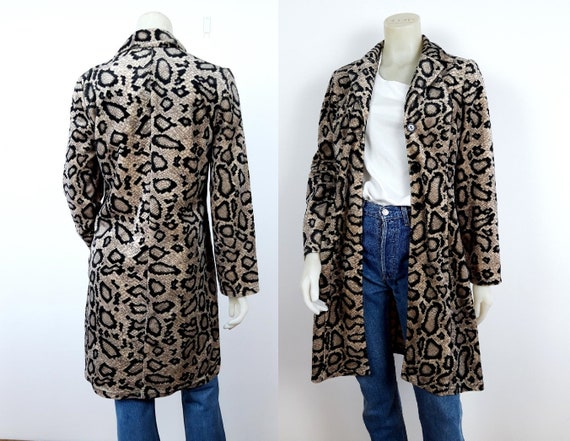 vintage 90s 00s Snake Animal print velour coat
