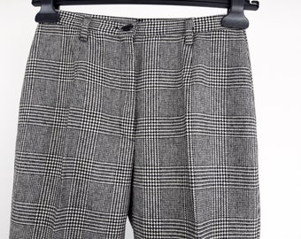 Vintage Tartan Plaid Check  wool tapered leg trousers pants high waist