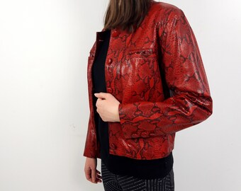 red snakeskin leather jacket