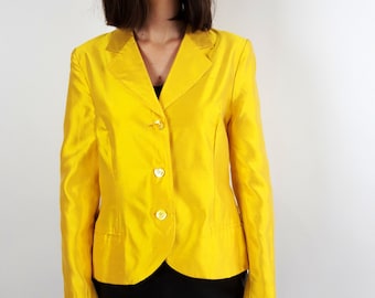 Women's Blazer Vintage Yellow Silk Blazer
