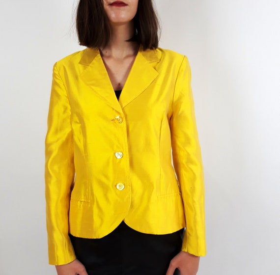 yellow silk blazer