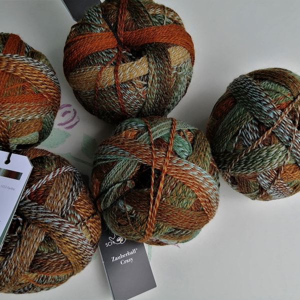 Orginal Crazy Zauberball  " Flussbett "   Schoppel Wolle Mischgewebe Knit or Crochet Handarbeit Polyamid Biologisch abbbaubar)