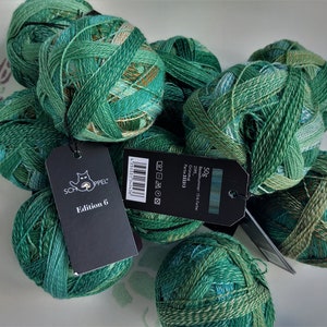 Edição 6 &quot;Green stuff&quot; de Schoppel Wolle &quot;Fio, gradiente de cor, bola mágica