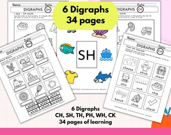 Digraph Worksheets Phonics Printables, 1st grade-2nd grade, homeschool