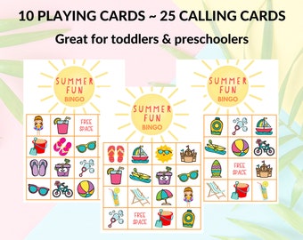 Summer Fun Bingo Game: Kids Printable Activity (Digital Download)