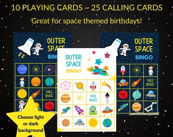 Outer Space Bingo - Space Birthday Party Game - Outer Space Activity