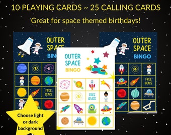 Outer Space Bingo Game: Kids Birthday Party Activity (Digital Download)