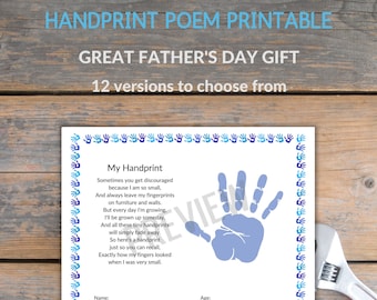 Handprint Poem Printable - Father's Day Gift - Preschool Graduation