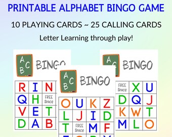 Bingo dell'alfabeto: gioco di apprendimento delle lettere (download digitale)