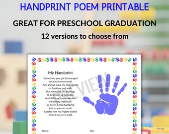 Handprint Poem Printable - Preschool Graduation